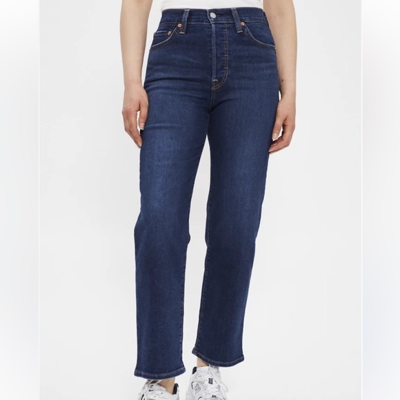 Levi's Jeans Ribcage Straight Ankle Dark Indigo Women’s - Picture 1 of 8